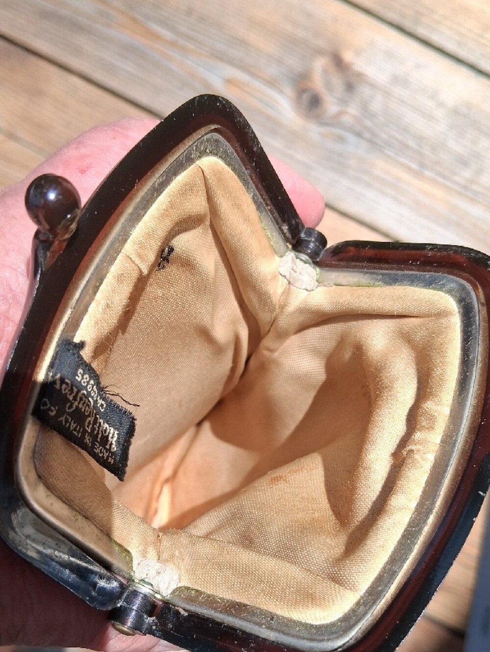 Holt Renfrew Vintage Brown Leather Kiss-Lock Coin Purse - Picture 7 of 10